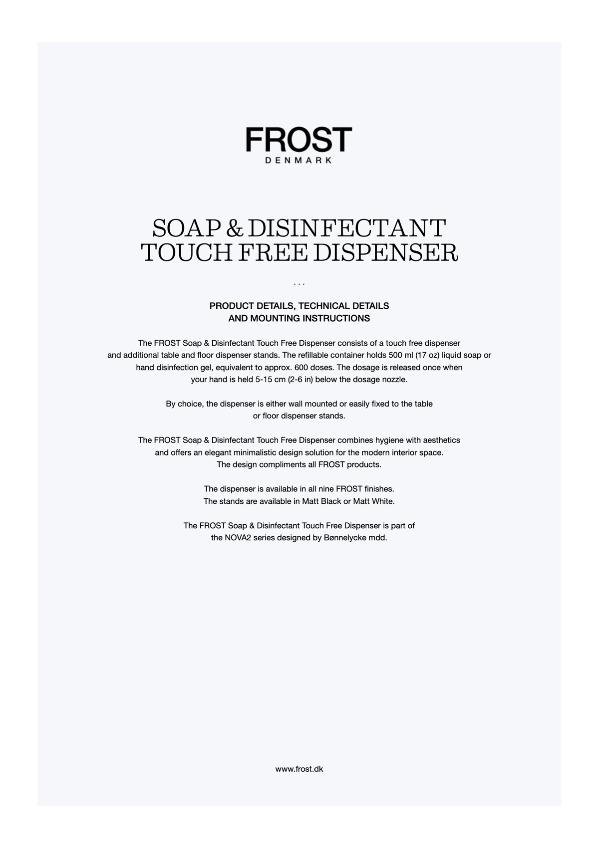 TOUCH FREE DISPENSER BOOKLET